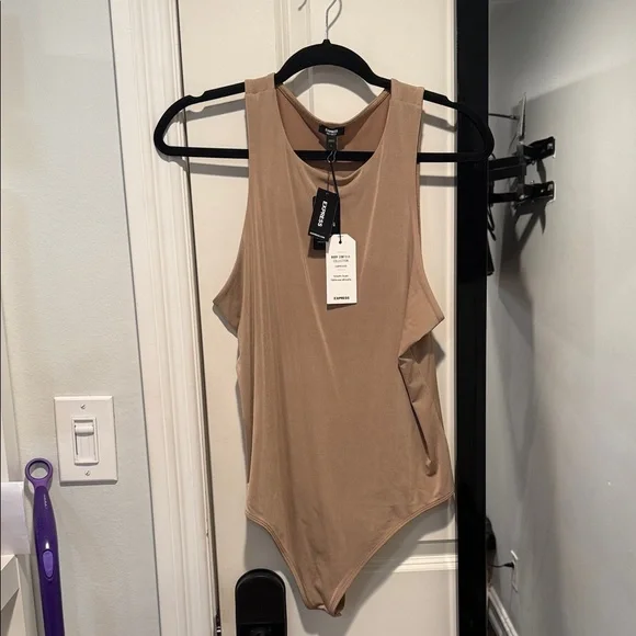 Express Sleeveless Bodysuit in Taupe - Picture 1 of 3